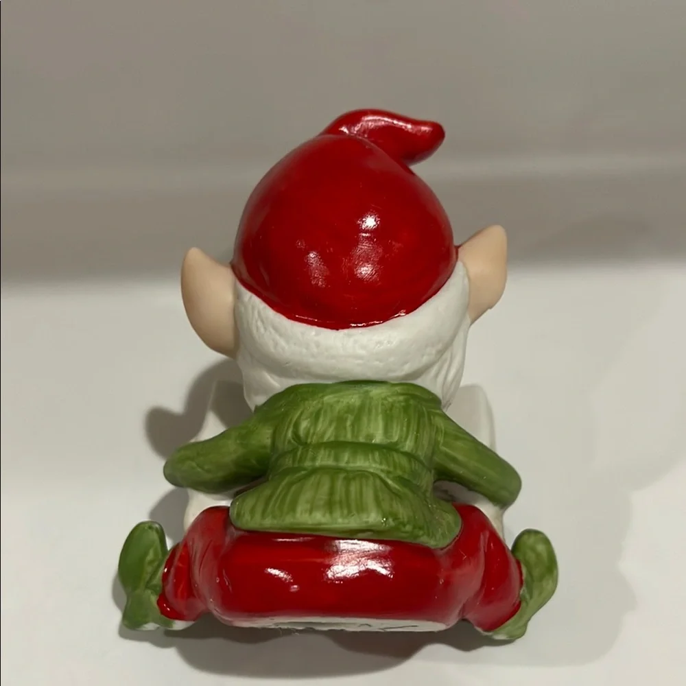 Vintage 1960's Homco Santa's Workshop Elf  Reading a Book Figurine #5406